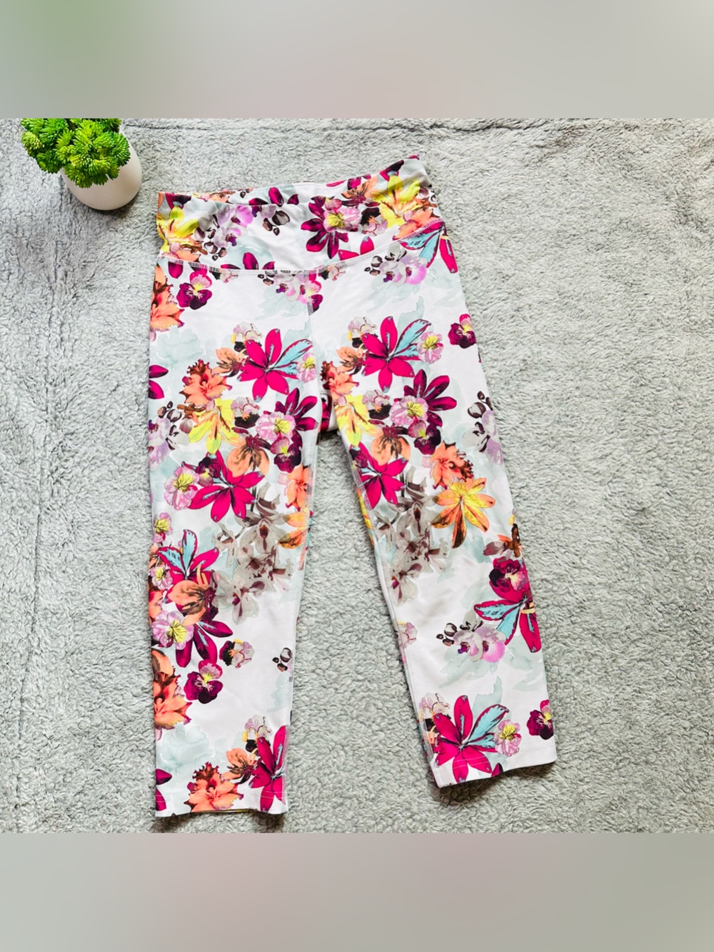 🌺 Tropical Gardencore Floral Leggings Athletic Works Dri-More Yoga Pants M